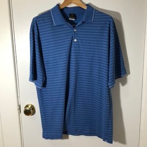 Nike Golf Dri-Fit Polo, Blue, White, & Black Strip
